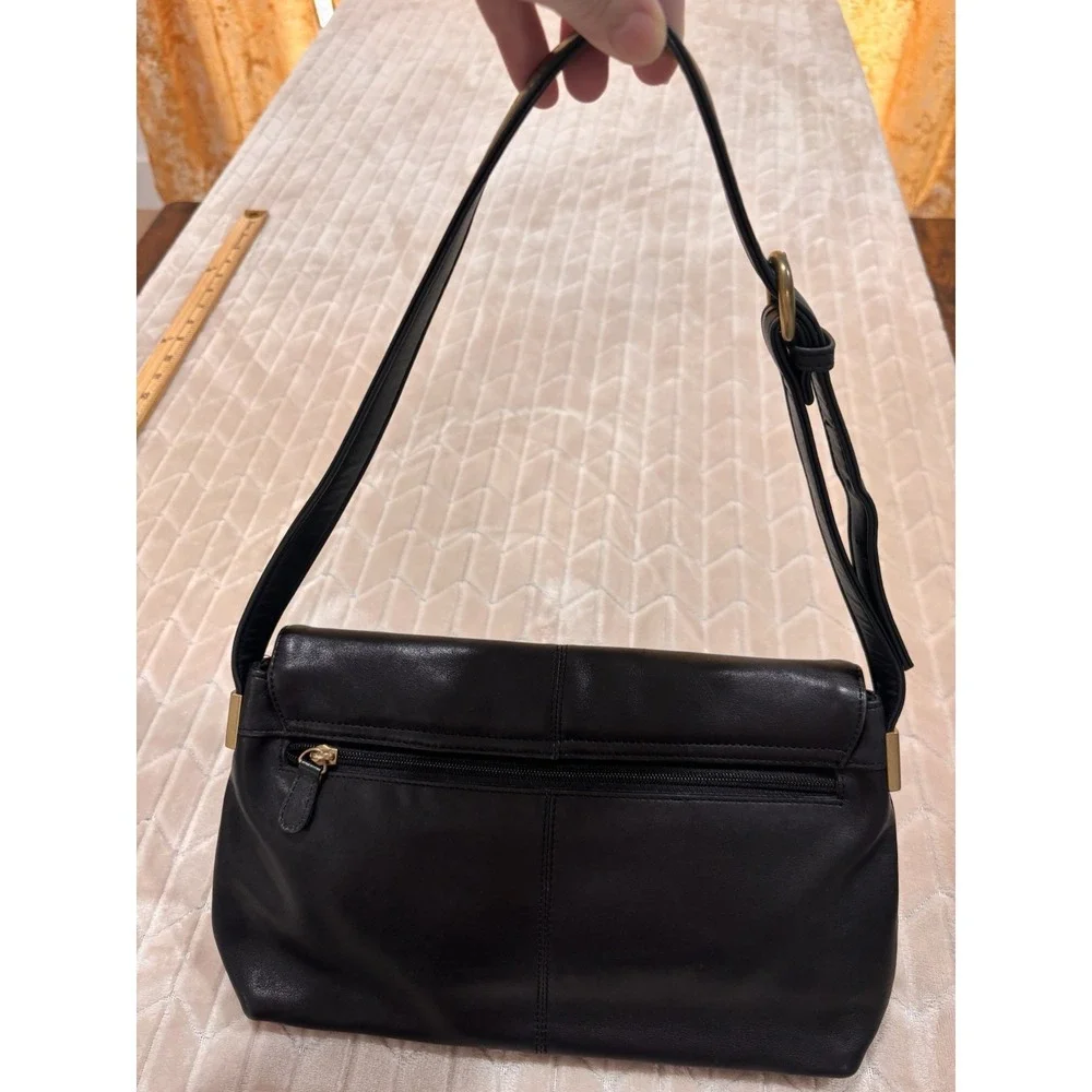 Vintage Liz Claiborne Villager Black Leather Shoulder Bag Office Siren Y2K Purse